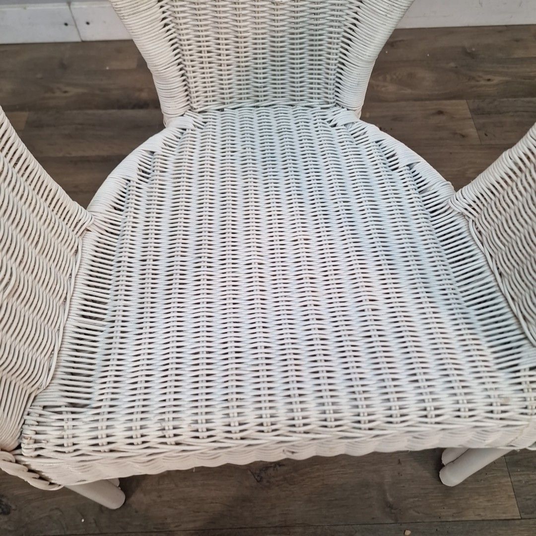 photo furniture Vintage Wicker Tub Chair White Painted Cane Conservatory Armchair Seat Retro Mcm