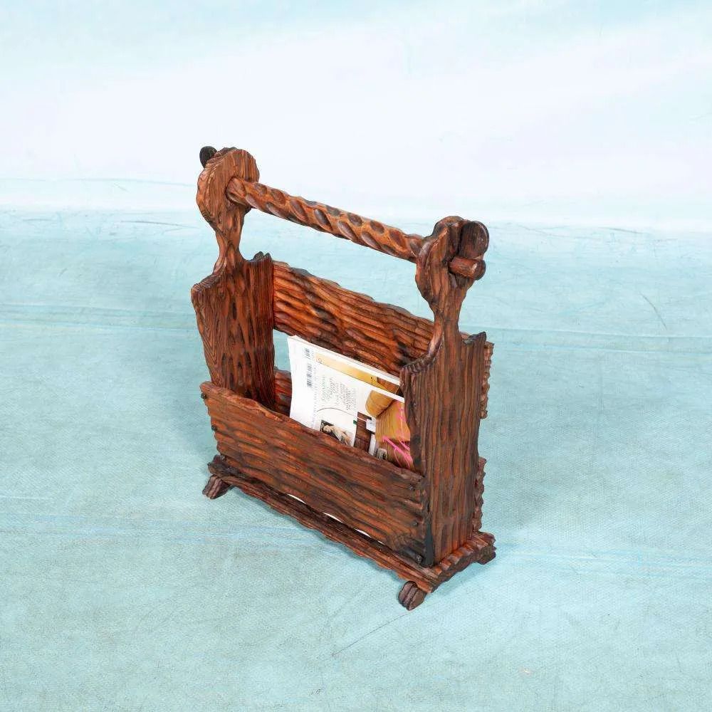 Brutalistisch Houten Leesrek Jaren 70, Spaans Tijdschriftenrek photo furniture