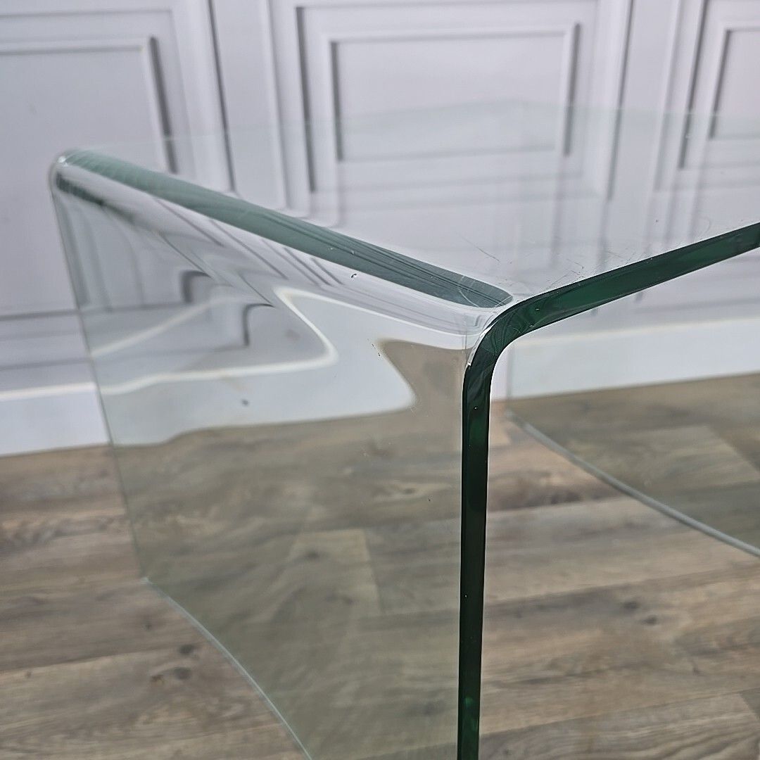 Vintage Glass Coffee Table Vintage Italian Mid Century Modern Style Curved photo 220.0