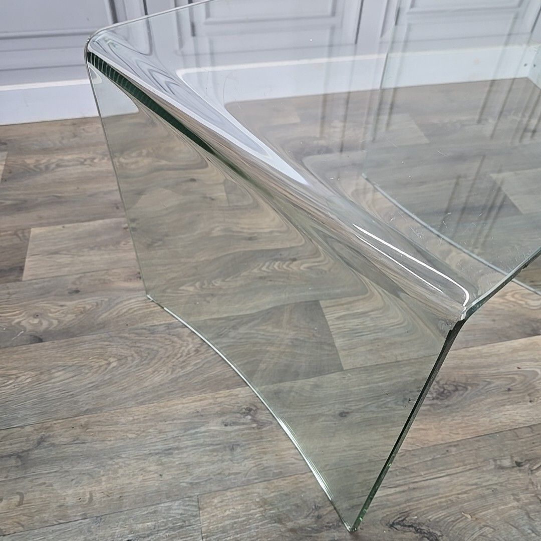 220.0 Vintage Glass Coffee Table Vintage Italian Mid Century Modern Style Curved photo