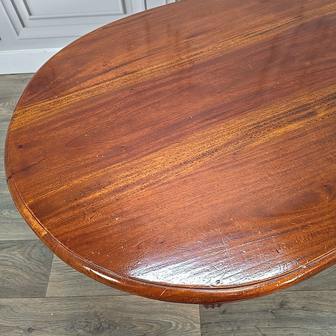 Antique  Coffee Table Victorian Style Mahogany Ball Claw Carved Pedestal Legs photo Furniture