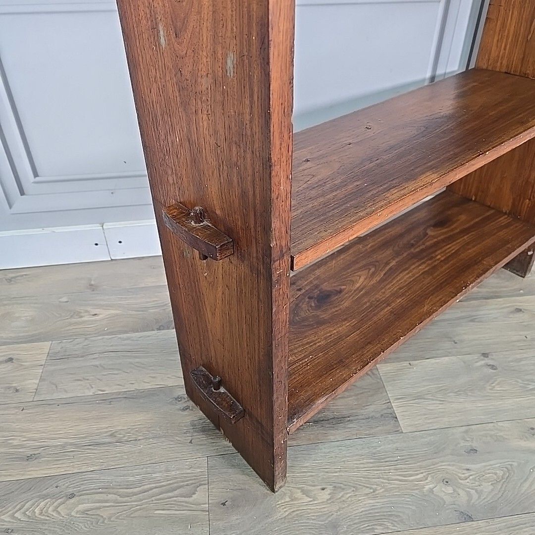 Antique Bookcase Shelf / Shelves Vintage Solid Wooden Arts & Crafts Pegged photo Furniture