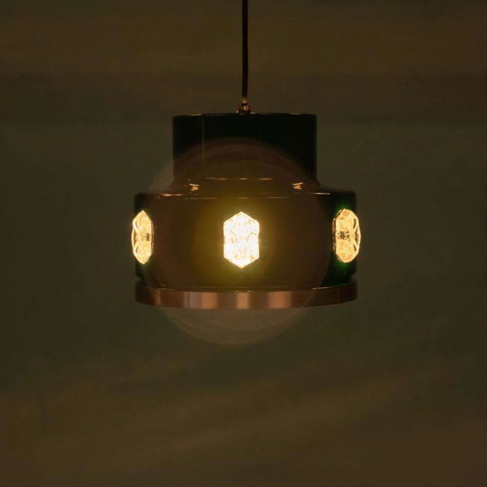Vintage Design Green Pendant Lamp Glass, Metal Scandinavian. photo vintage