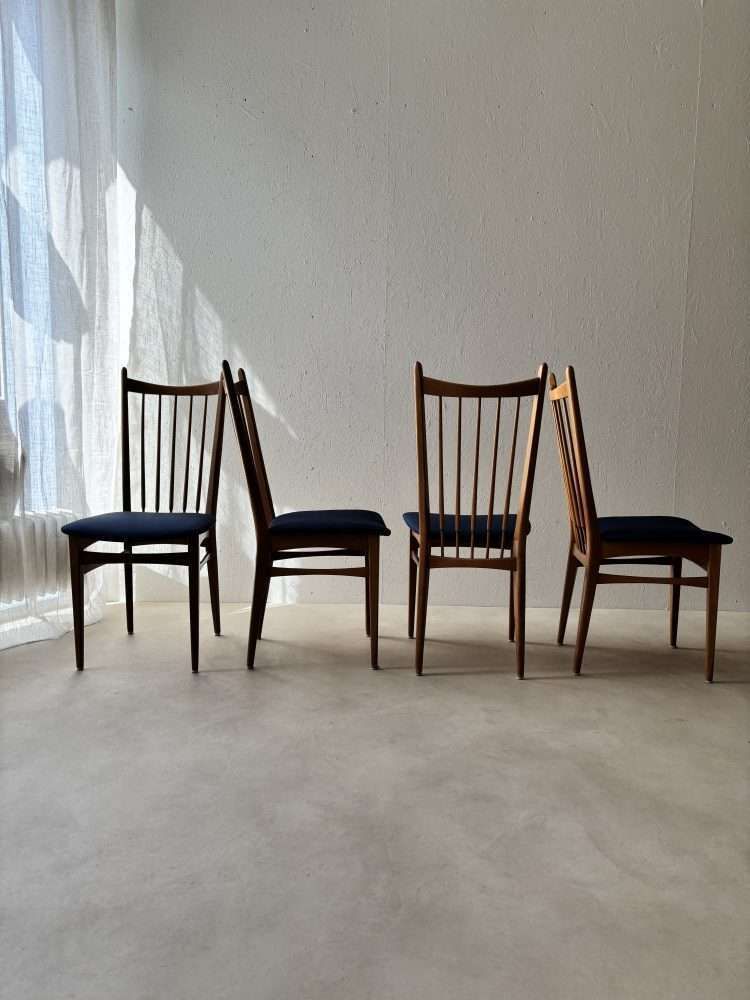 Vintage Set Eetkamerstoelen, Nieuwe Bekleding, 60 Dining.