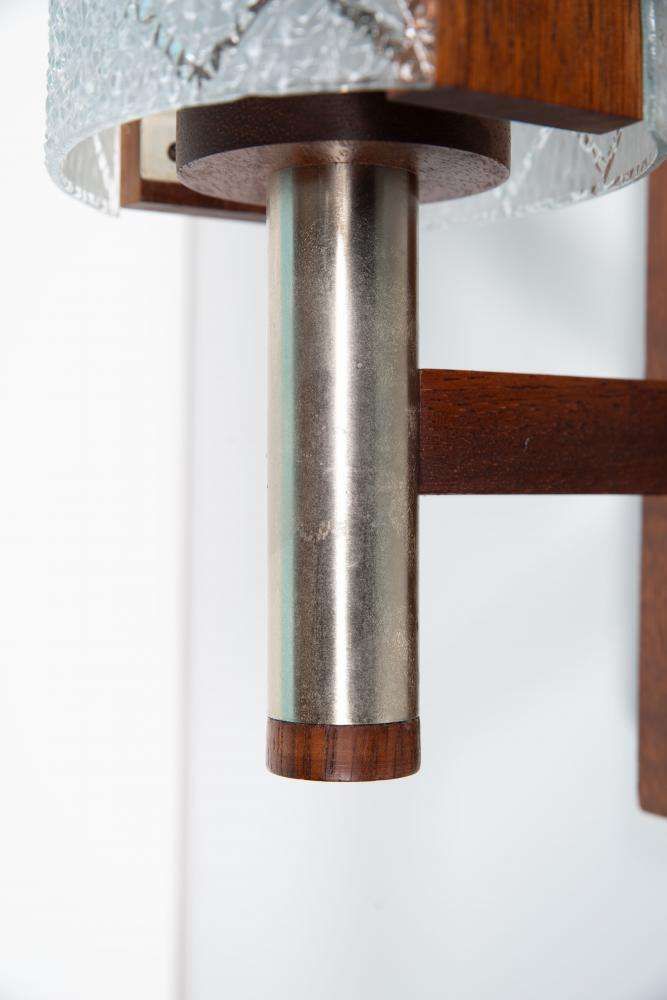 Vintage Wall Lamp From The 1960s, Frosted Glass And Bohemian Teak. photo 147.0