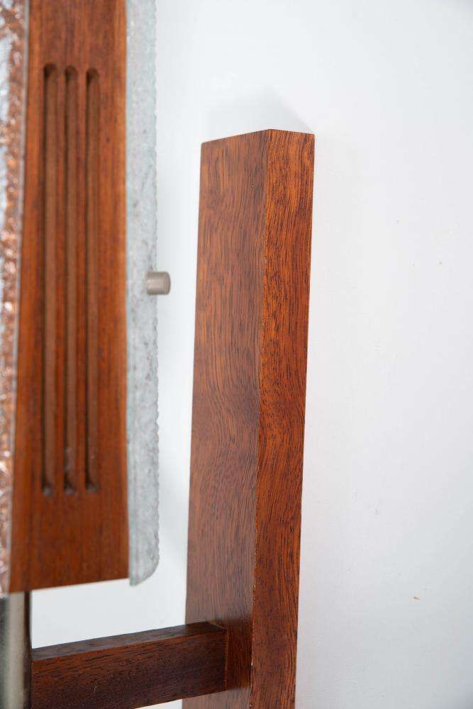 Vintage Wall Lamp From The 1960s, Frosted Glass And Bohemian Teak. photo buy