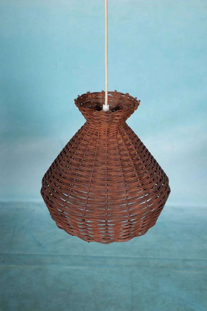 Bohemian Sixties Pendant Lamp, Braided Vintage Lampshade. photo furniture