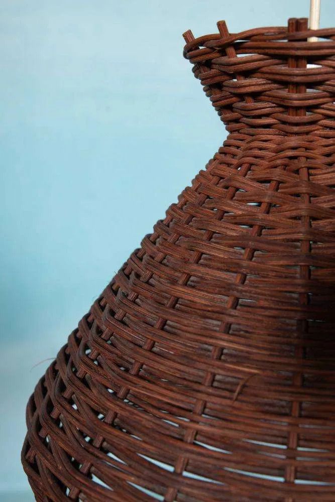Bohemian Sixties Pendant Lamp, Braided Vintage Lampshade. photo 77.0
