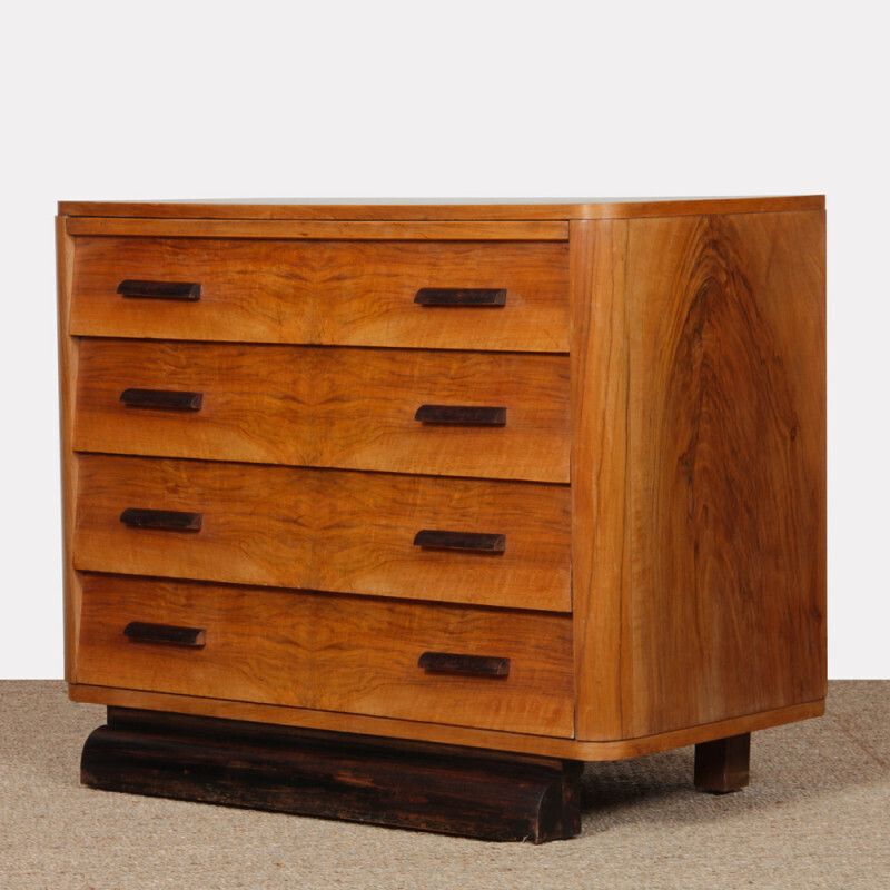 Walnut Chest Of Drawers, 20th Century Piece.