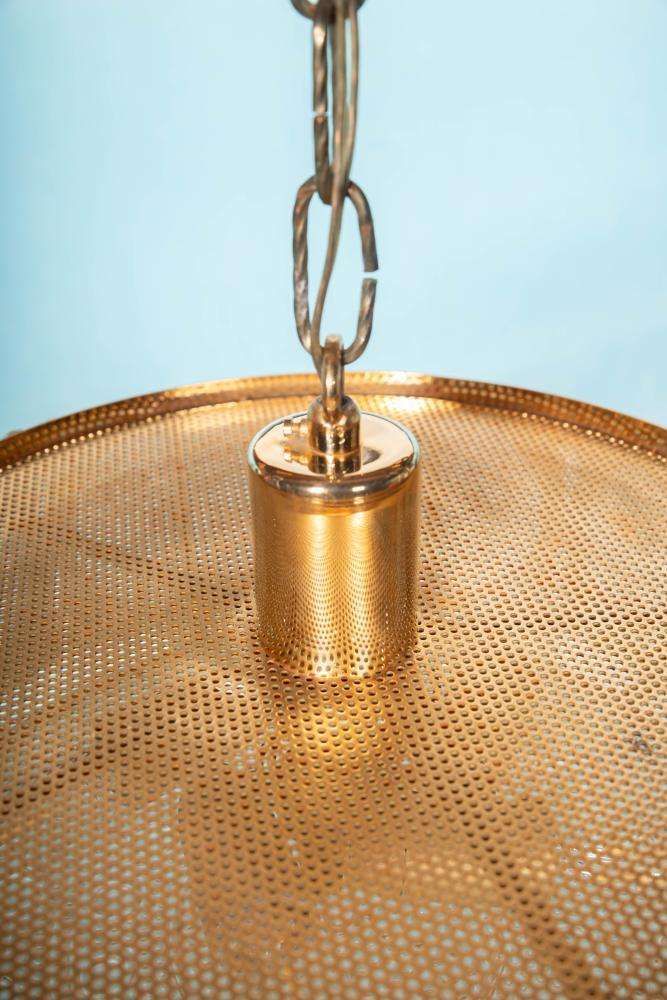 Vintage Glass Pendant Lamp Sweden 60s, Brass & Glass Pendant. photo Lighting