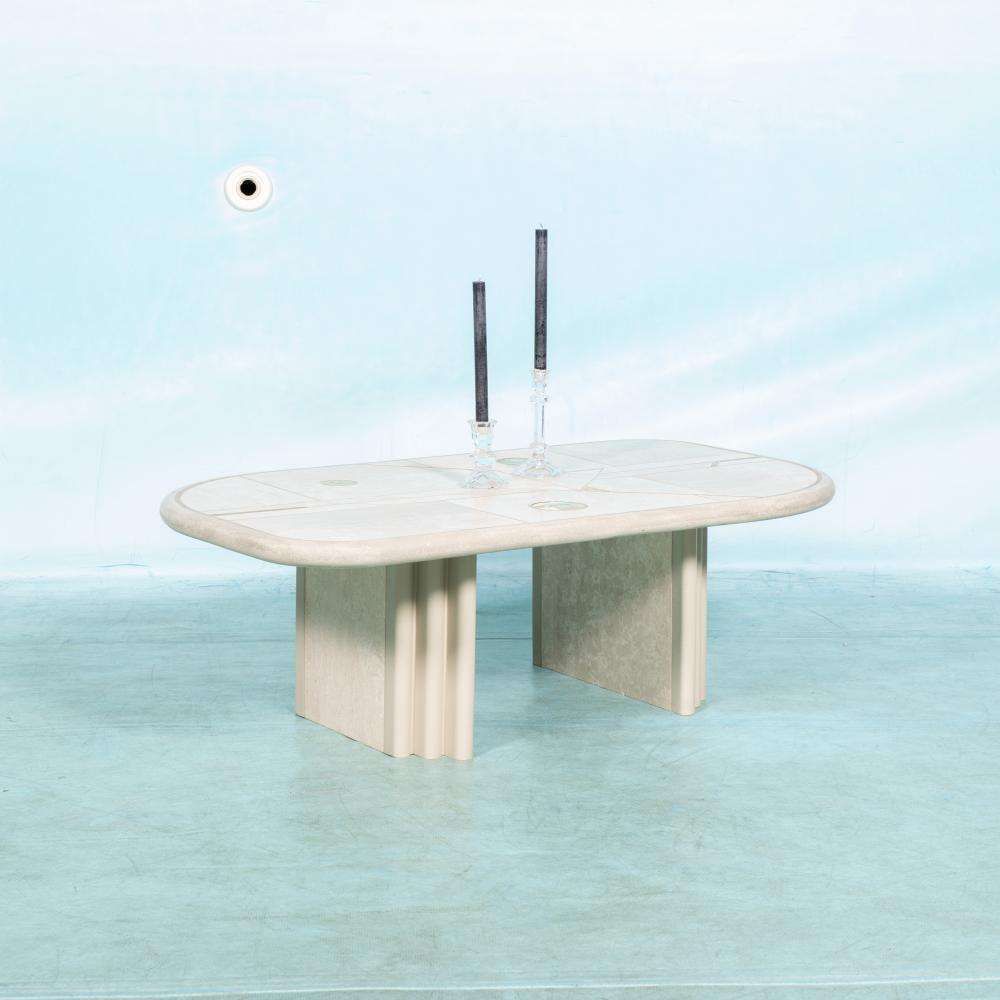 Vintage Travertijn Salontafel Fedam Jaren 80 Mid Century Modern photo furniture