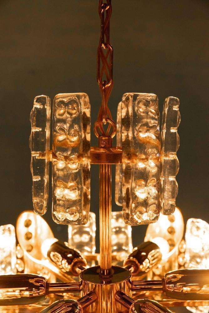 photo vinterior Midcentury Orrefors Gold Plated Crystal Hanging Lamp Fagerlund