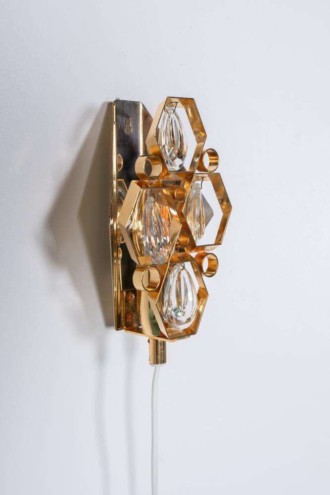 Vintage Messing & Kristallen Wandlamp Jaren 1960, Regency Messing Lamp photo furniture