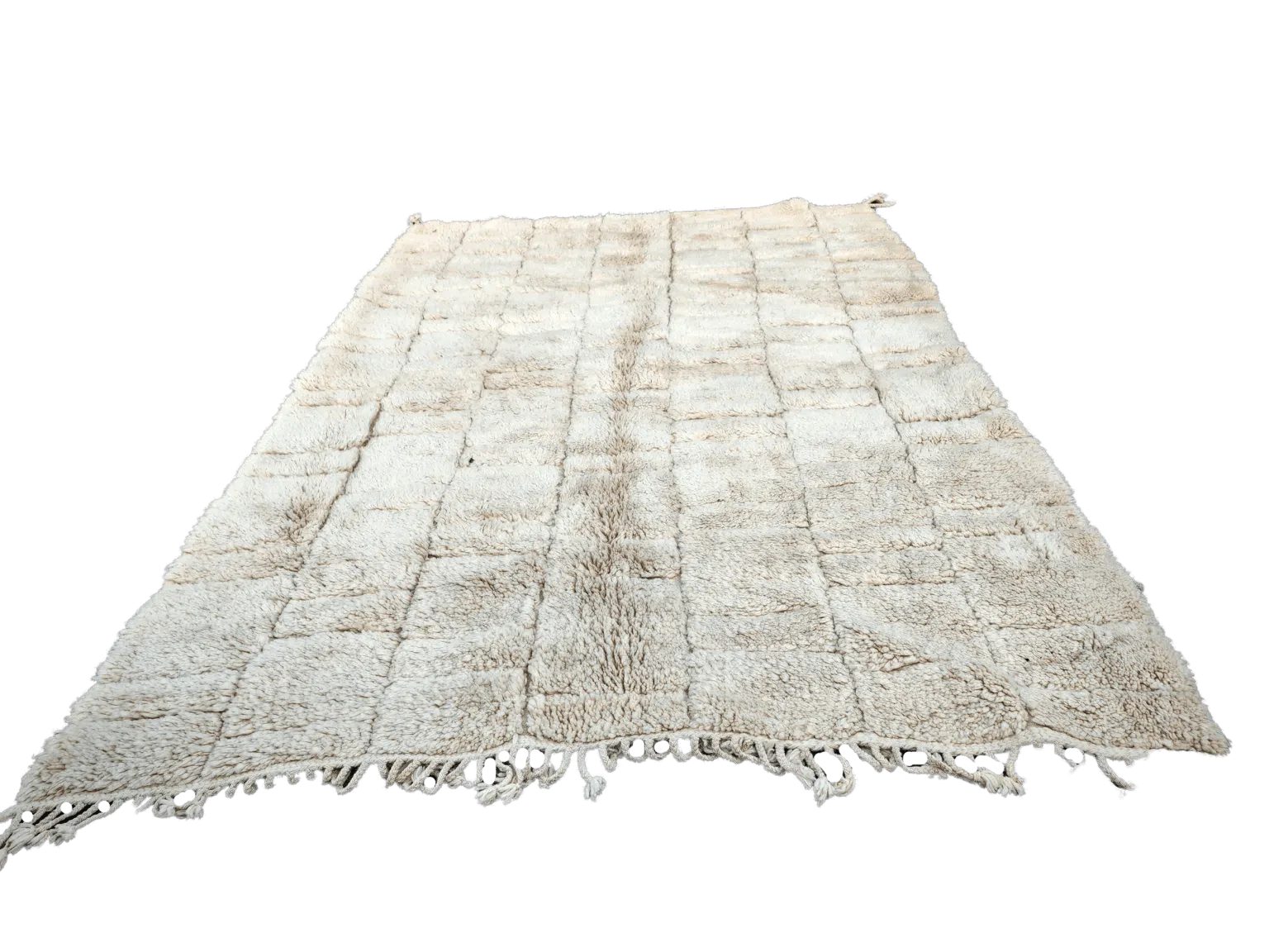 No Custom Fee/  Cream Authentic Beni Ouarain Moroccan Rug 100%Wool/ 9.8×6.8ft– 300×210 Cm photo Textiles