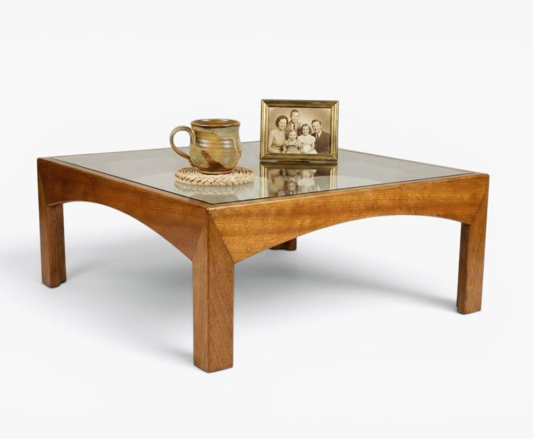 photo furniture Danish Kristian Vedel Solid Teak And Smoked Glass Coffee Table Sculptural C1960s