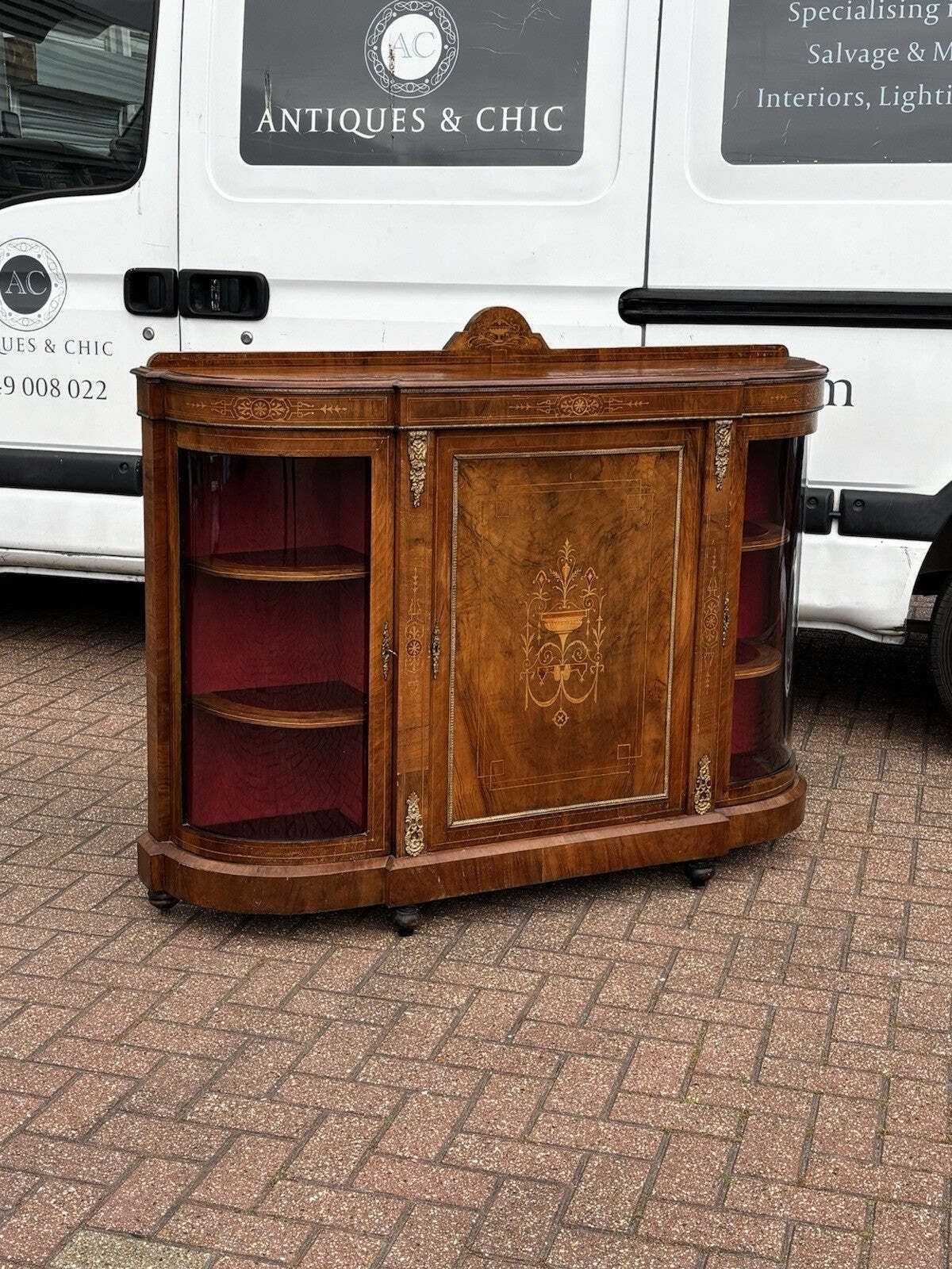 Victorian Burr Walnut Credenza. photo 1504.0