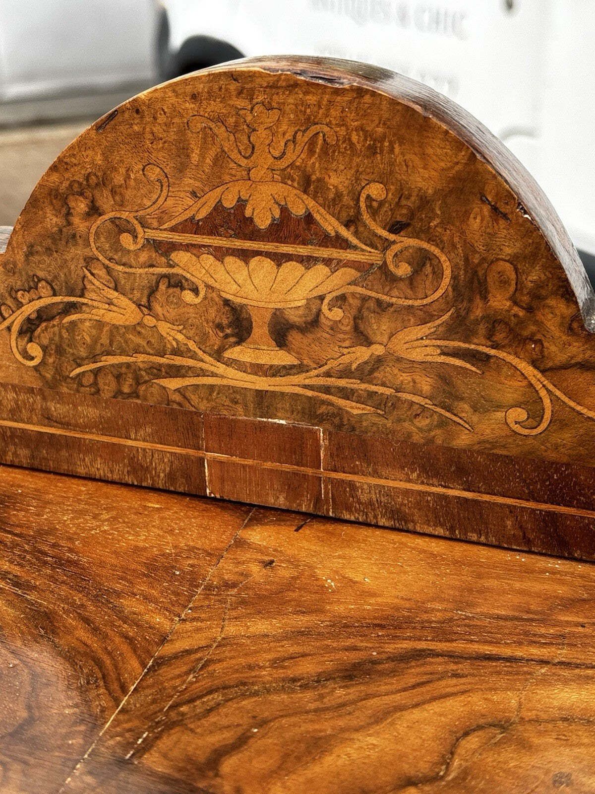 Victorian Burr Walnut Credenza. photo vintage