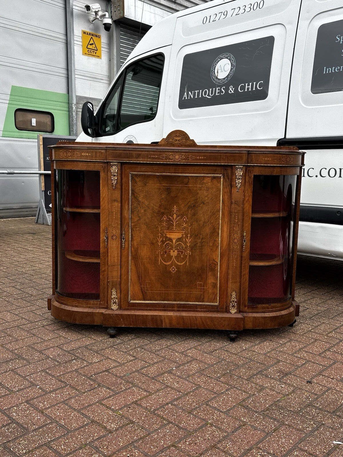 Furniture Victorian Burr Walnut Credenza. photo