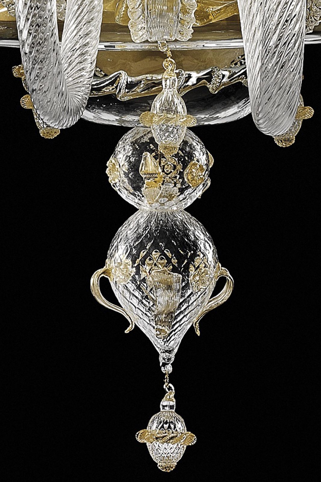Huge Imperial Venetian "Rigadin" Murano Glass Chandelier With Gold Trimming photo furniture