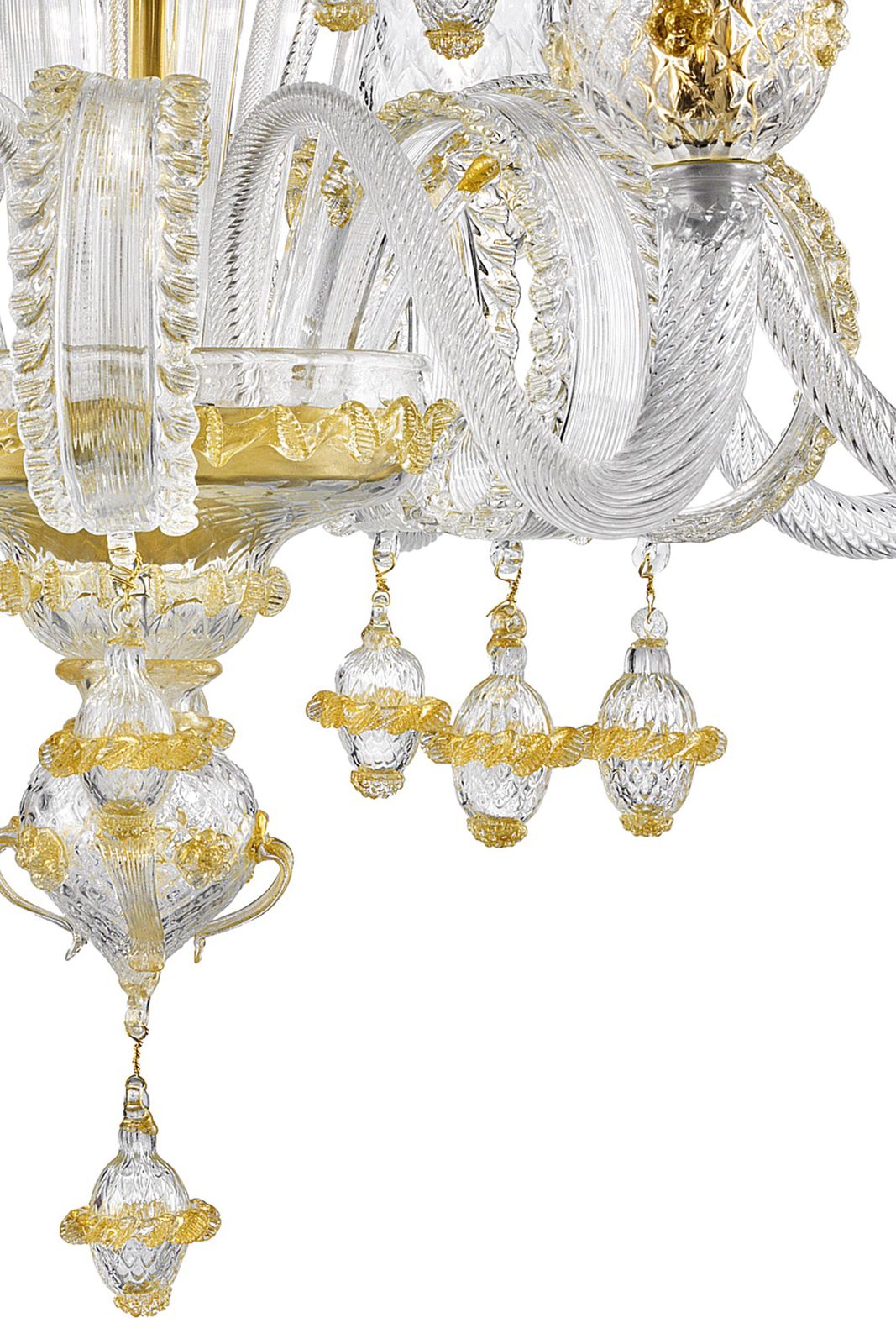 Imperial Venetian "Rigadin" Murano Glass Chandelier With Gold Trimming photo furniture