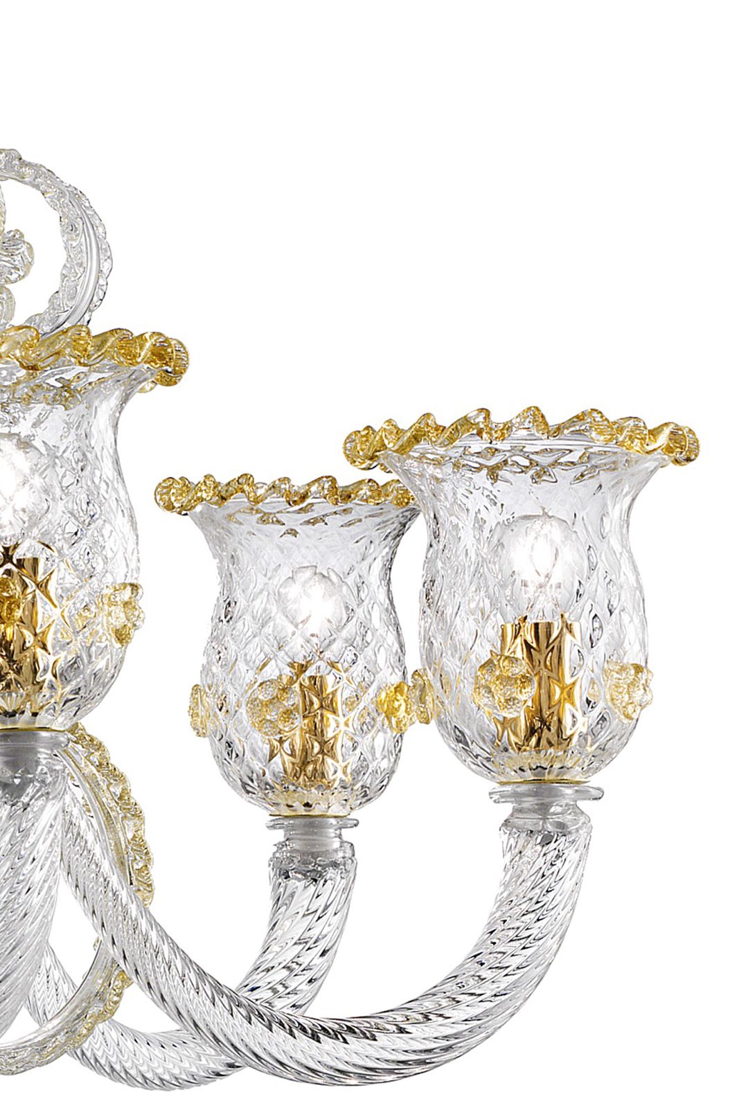 Imperial Venetian "Rigadin" Murano Glass Chandelier With Gold Trimming photo vinterior