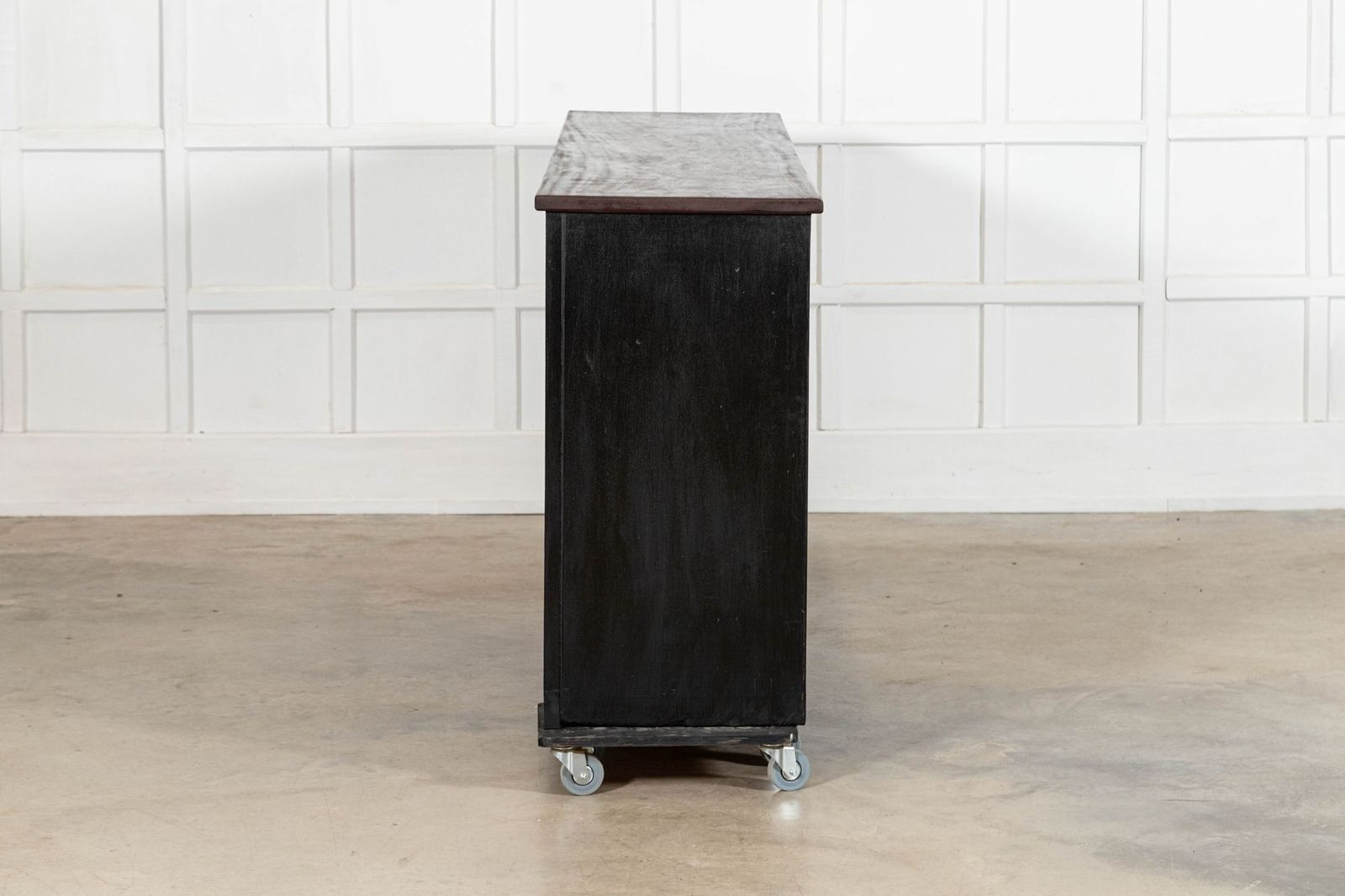 photo for sale Large 19thc English Ebonised Mahogany Shop Counter / Dresser Base