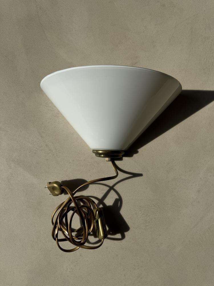 Mid Century Wandlamp Matglas Messing Jaren 1970 photo 194.0