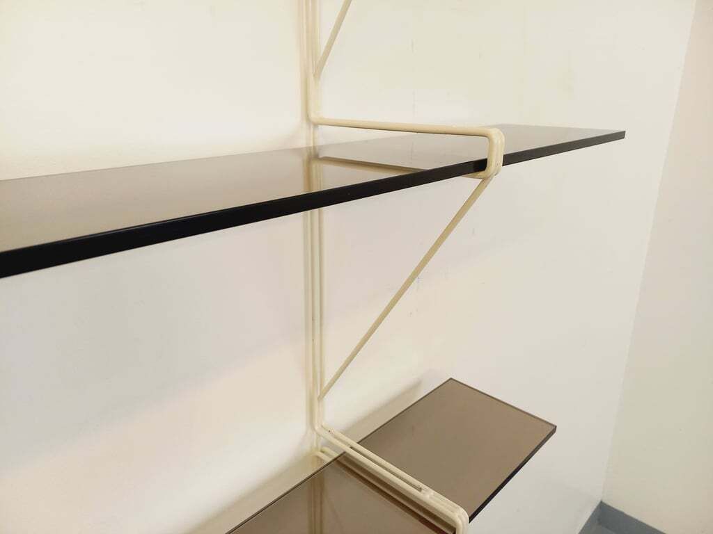 photo buy String Tomado Wall Shelf In Smoked Glass And White Metal