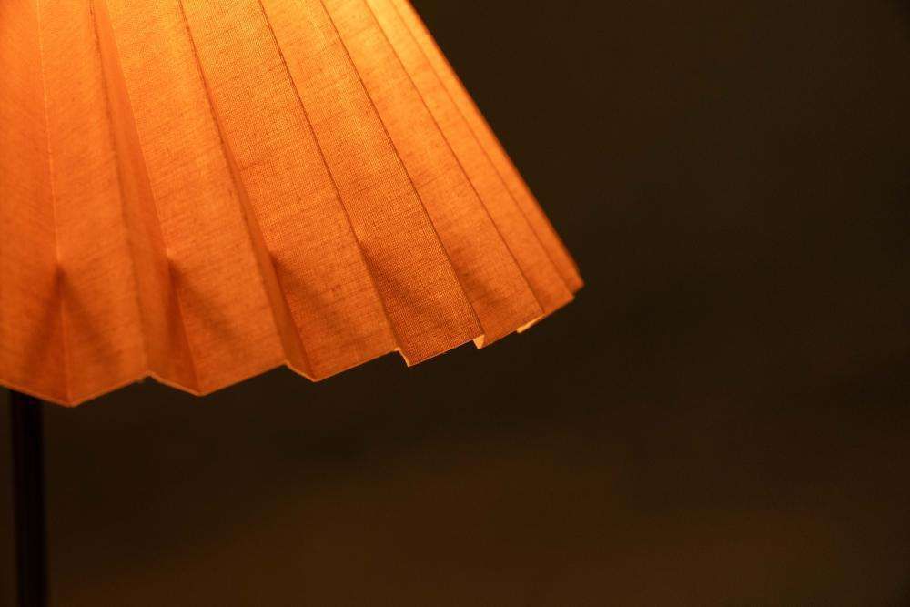 photo for sale Minimalist Glass Table Lamp From The 1980s With A Pleated Shade