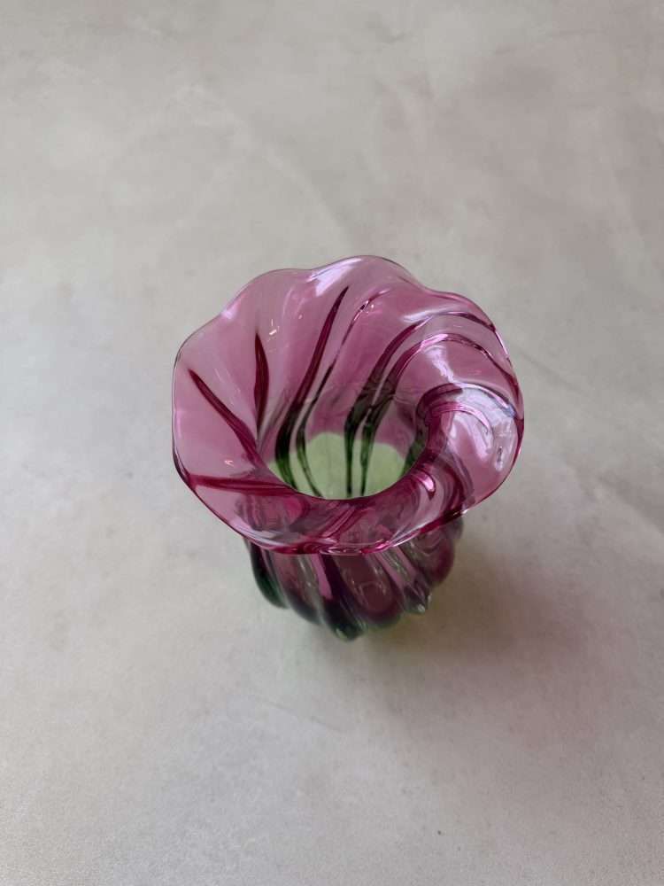 Italiaans Mondgeblazen Vaas Roze Groen, Jaren 1960 photo furniture