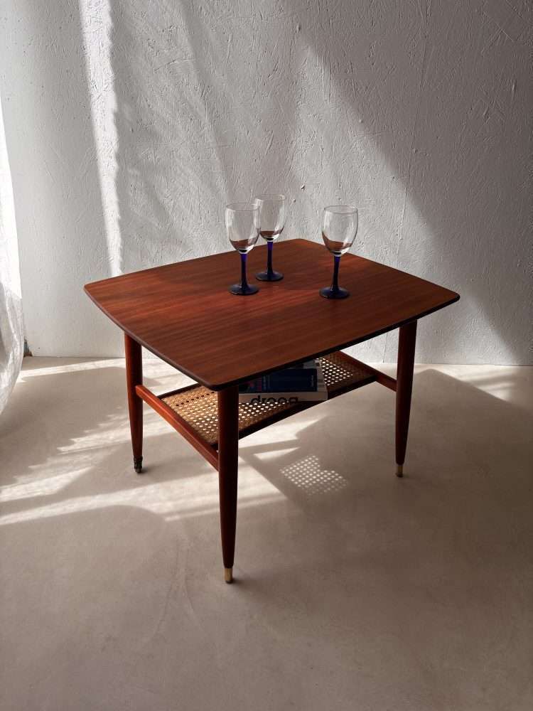 495.0 Swedish Design Side Table Alberts Mahogany & Webbing 1960s photo