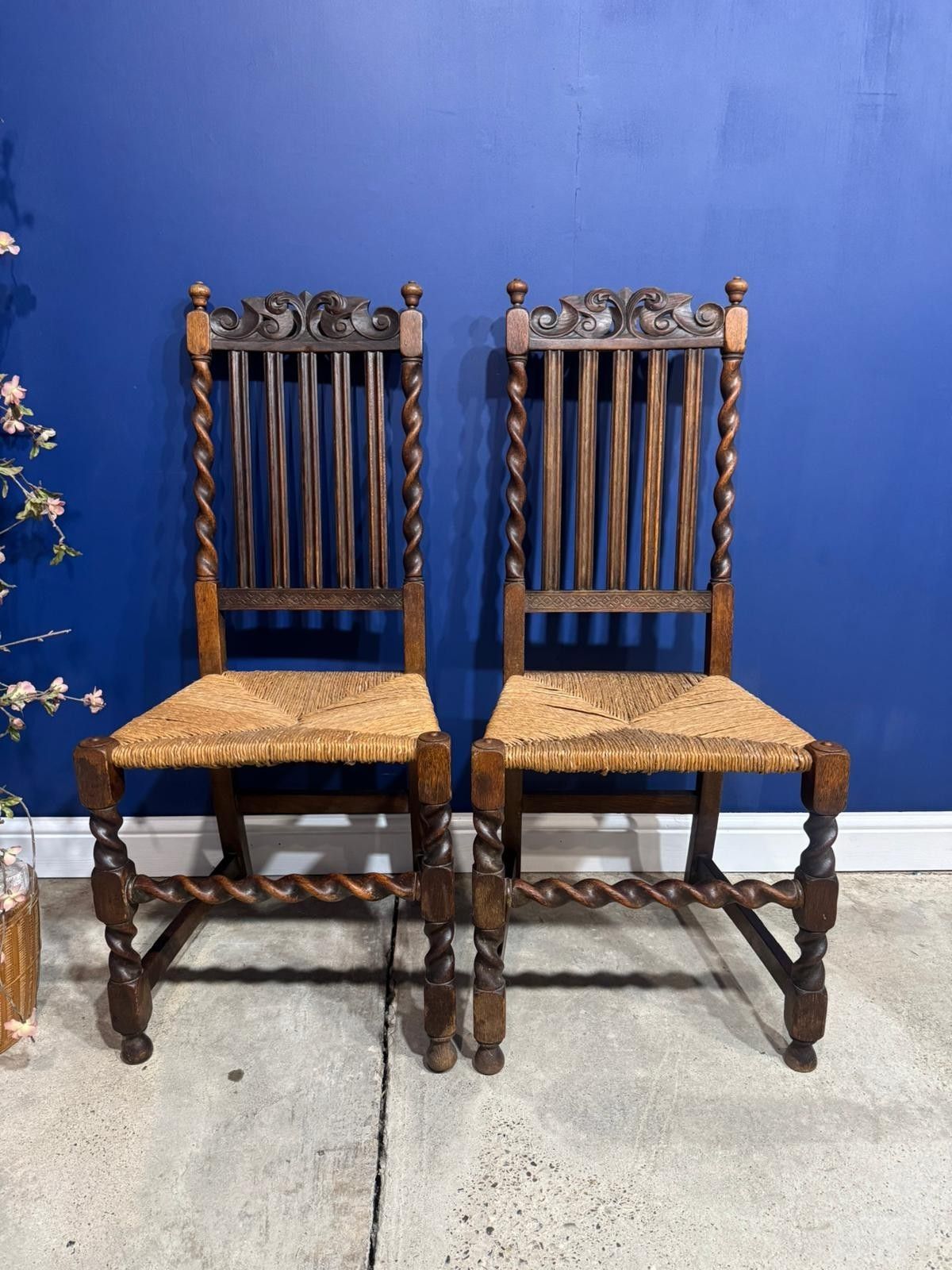 Victorian Barley Twist Chairs With Reed Seat Base Antique Vintage Ornate Dining photo furniture