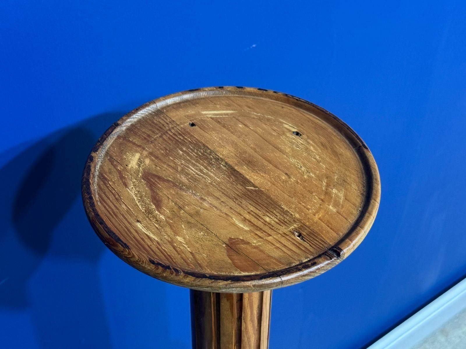 Vintage Plant Stand Wooden Pine Turned Column  Pedestal Jardiniere photo 75.0