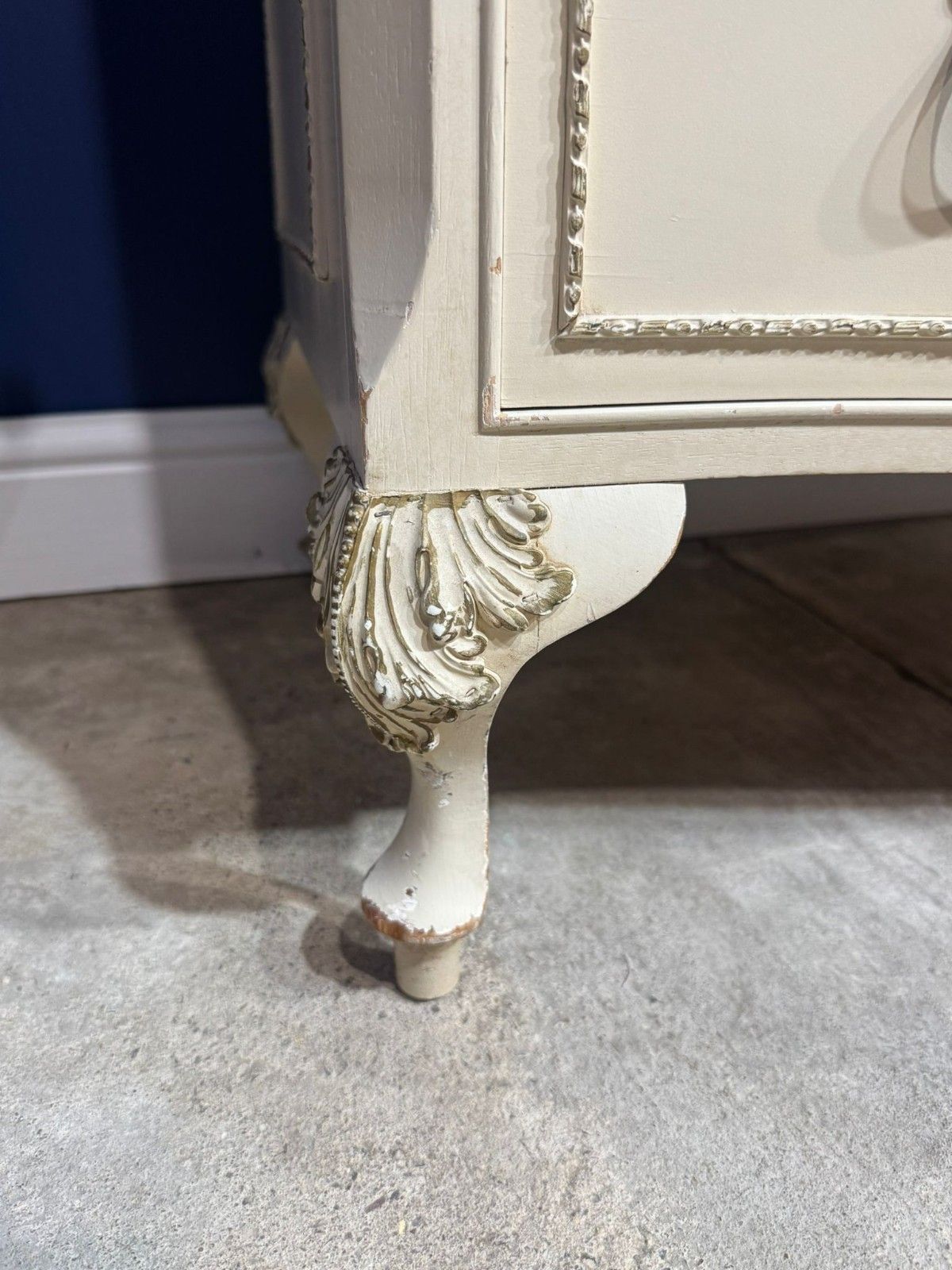 Vintage Olympus Chest Of Drawers White Cream French Louis XV Style 5 Drawers photo furniture