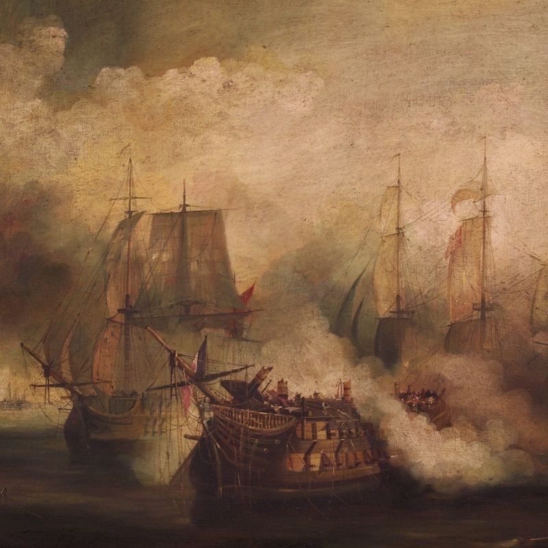20th Century French Seascape Painting Battle Of Trafalgar photo Art