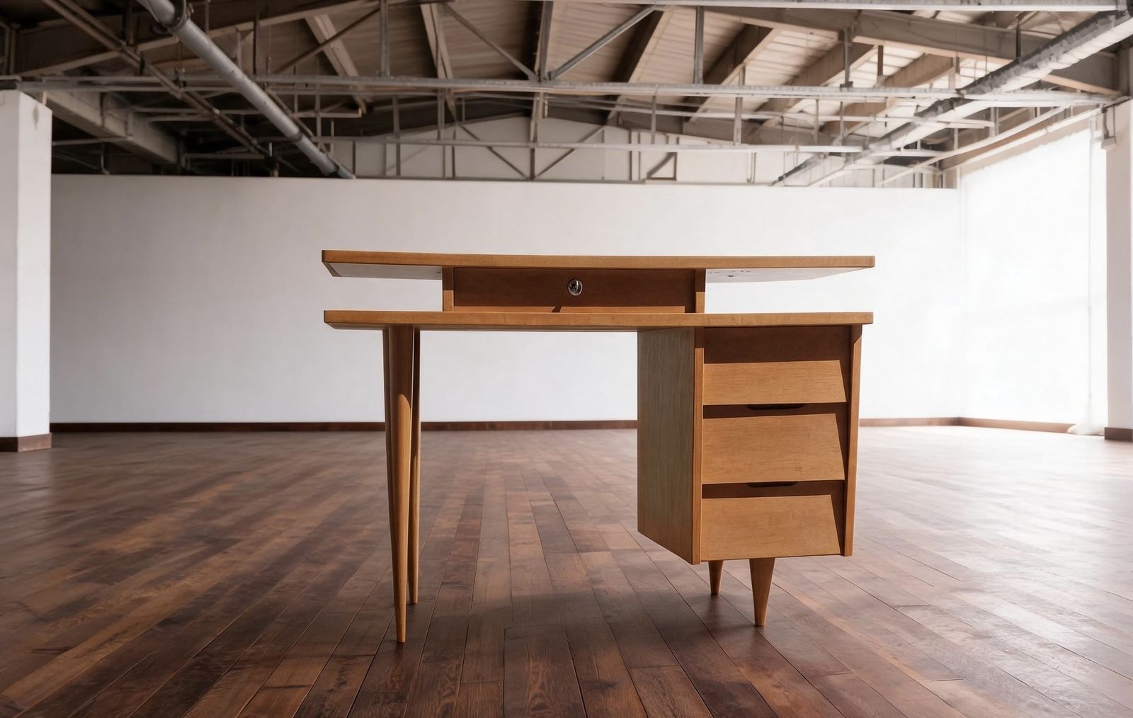1950s French Oak Writing Desk, Vintage photo furniture