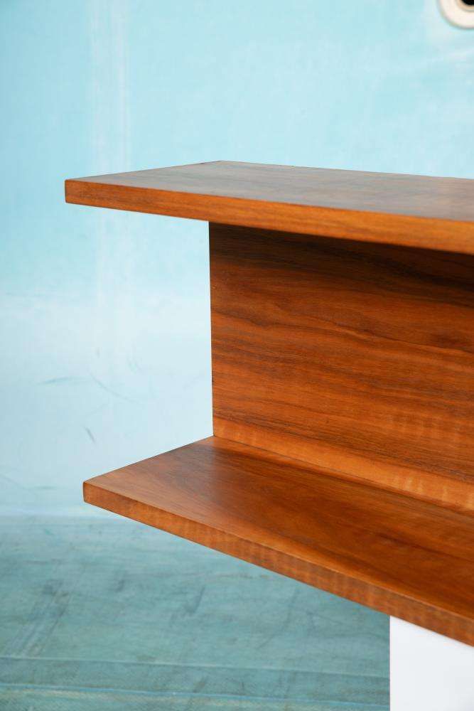 Minimalistische Wandconsole In Walnootfineer, Mid Century photo furniture
