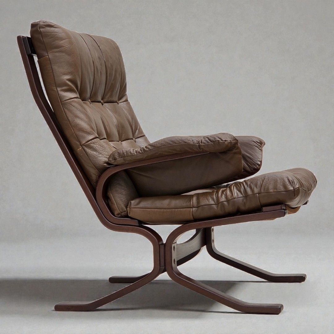 1970s, Scandinavian Design, Armchair In Brown Furniture Leather.