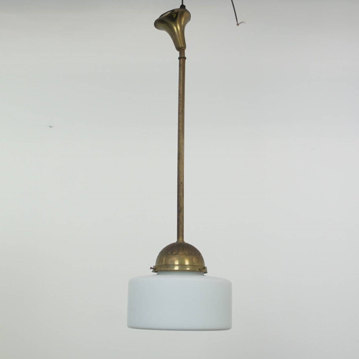 Klassieke Vintage Hanglamp Met Glas En Messing
