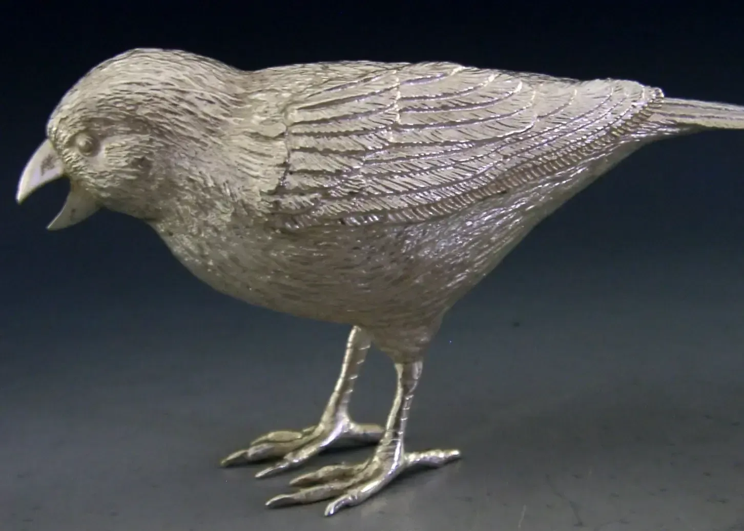 Figurine d'oiseau grandeur nature en argent sterling massif, 1979, 112 g, Finch ? photo vinterior