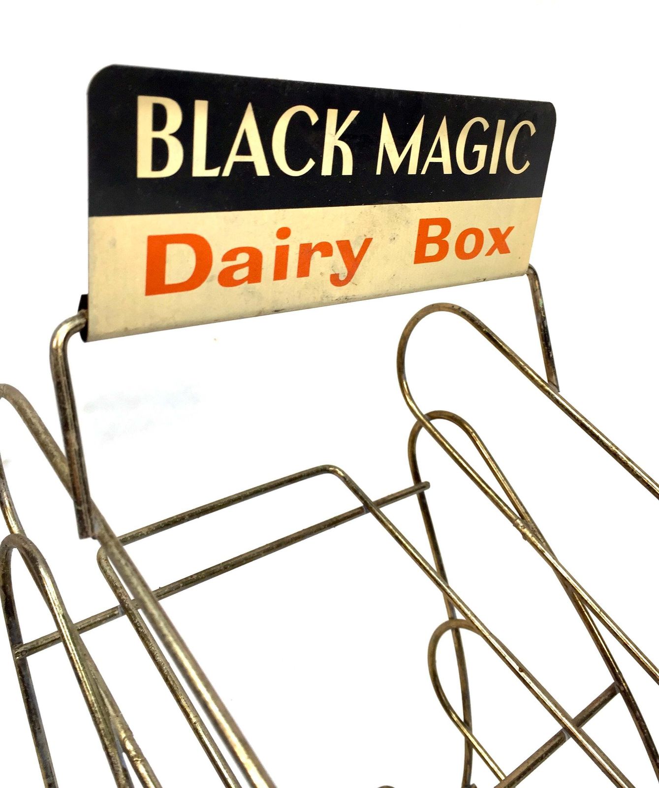 Antique Advertising Shop Counter Display Stand Black Magic Dairy Box Metal Sign photo for sale