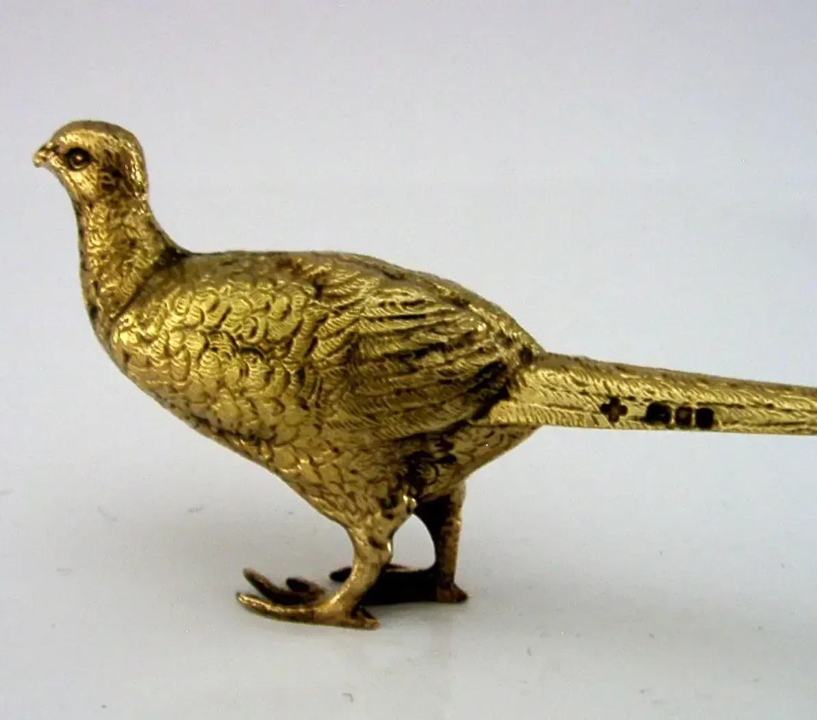 Figurine d'oiseau faisan doré en argent sterling, 12,8 cm, Londres 1994 photo 395.0