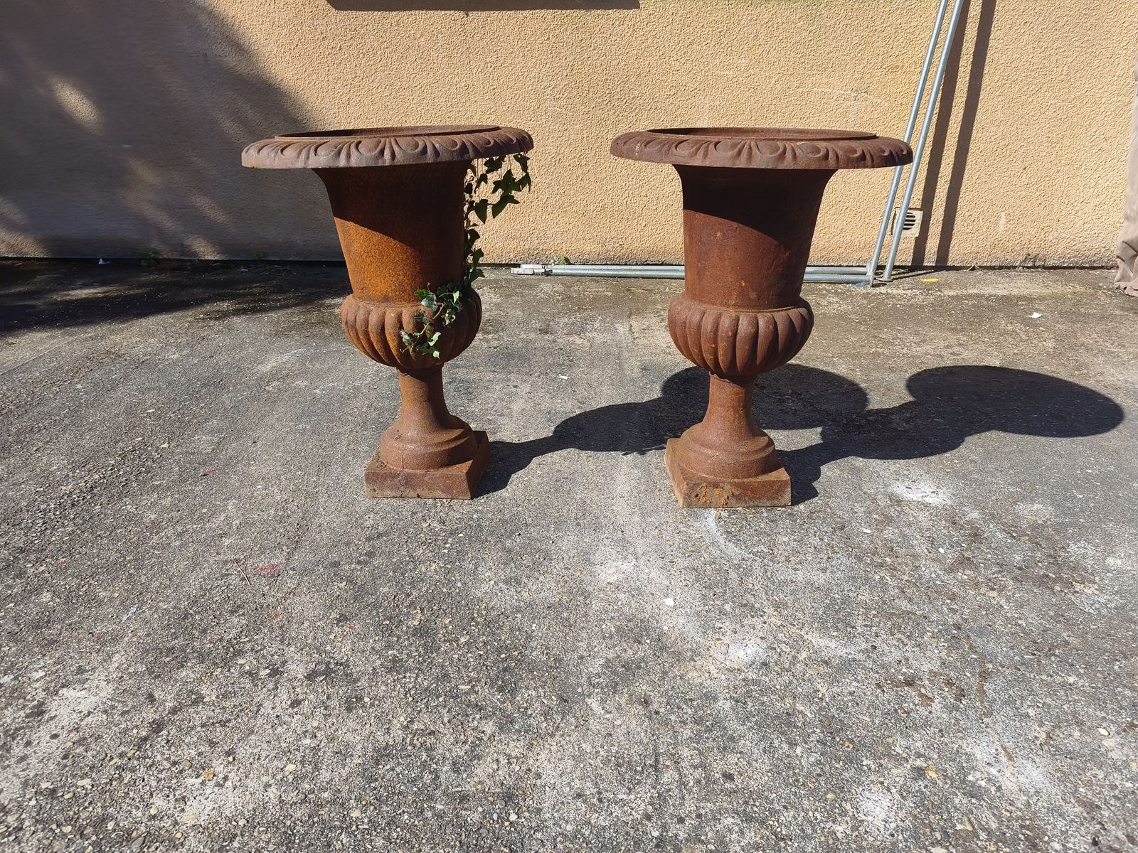 Pair Of 19th Century Cast Iron Medici Vases photo furniture
