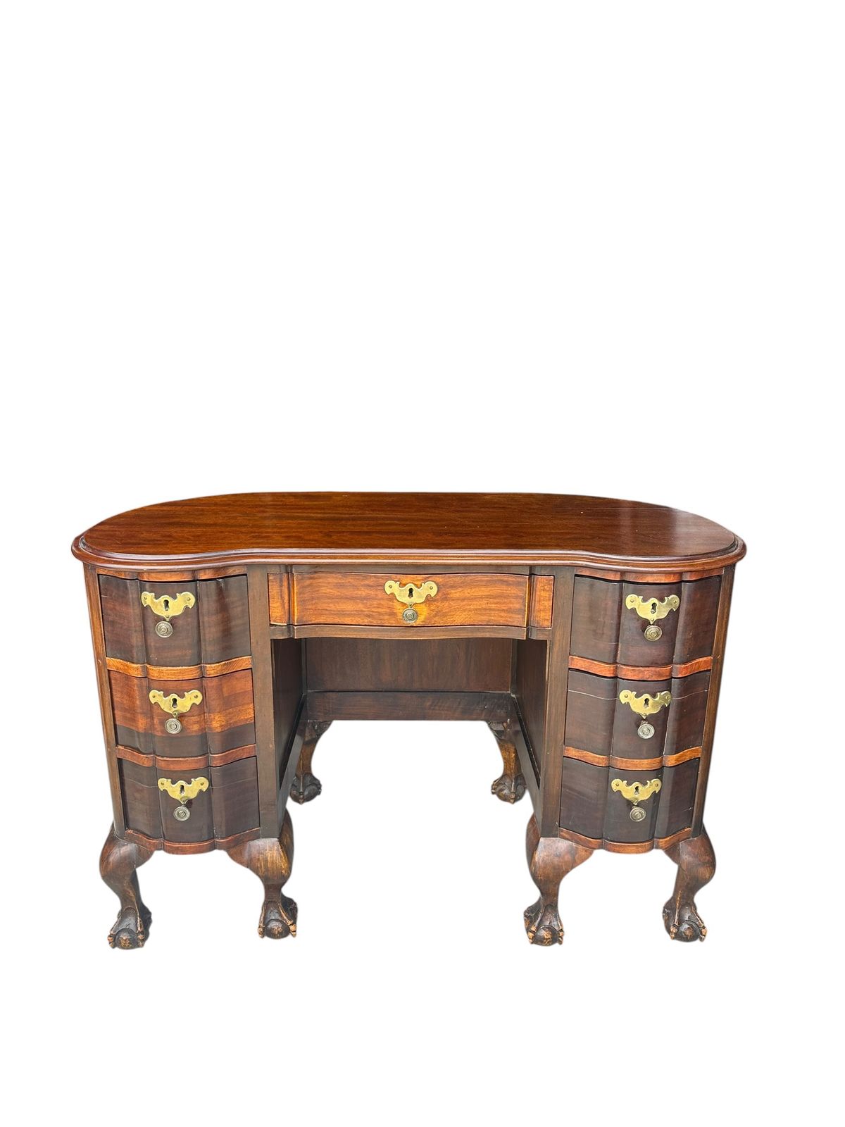 photo furniture Antique Imbuia Serpentine Desk.