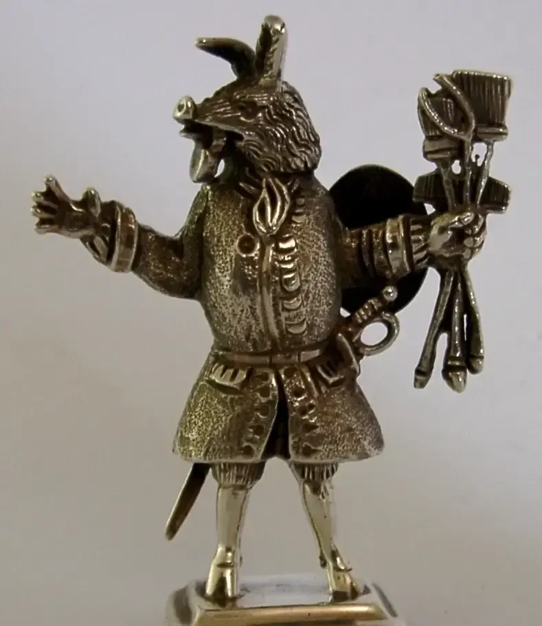Rare 68g English Solid Cast Sterling Silver Trusty Servant Figure 1898 Antique photo 245.0