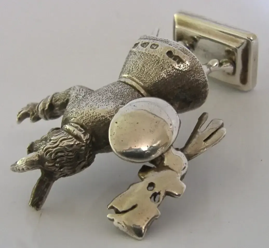 Rare 68g English Solid Cast Sterling Silver Trusty Servant Figure 1898 Antique photo vintage