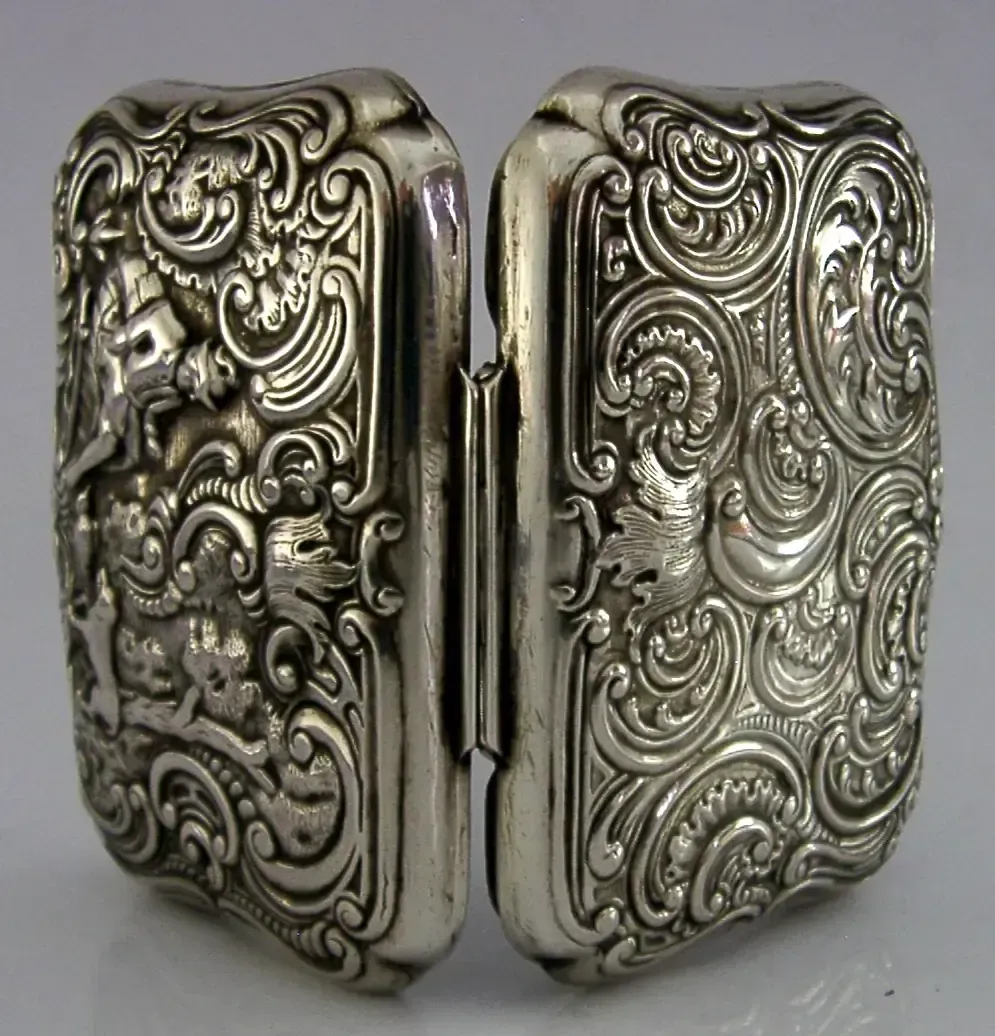 Boîte de chasse au faisan en argent massif, importation française d'époque, 54 g, vers 1900 photo 225.0
