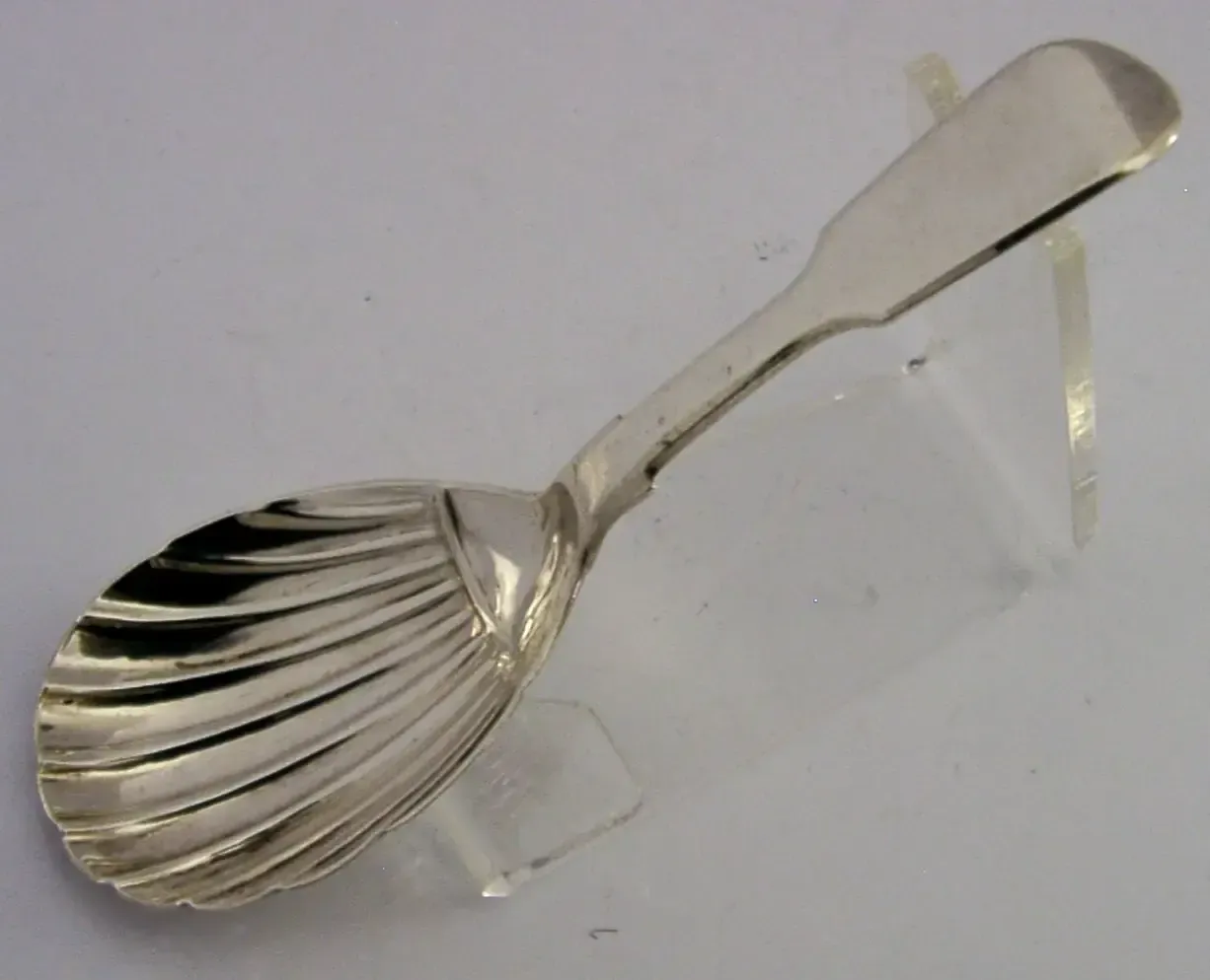 Cuillère à thé victorienne en argent massif sterling, bol en coquille Saint-Jacques, 1849 photo furniture
