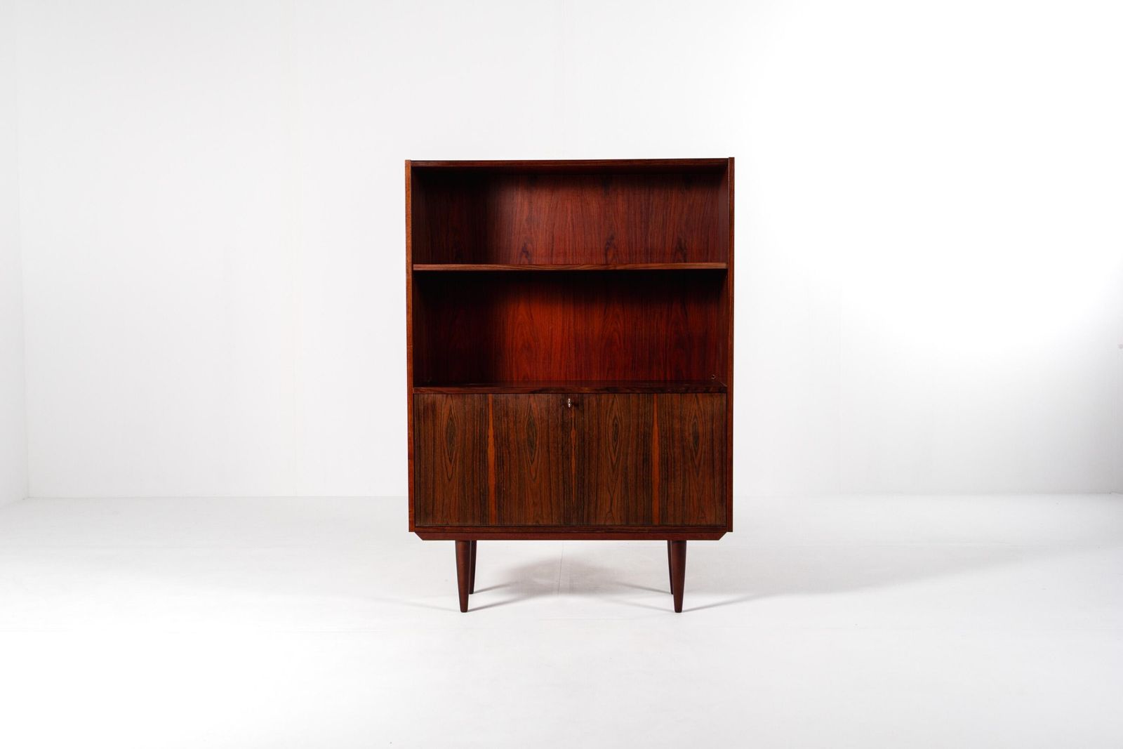 Danish Mid Century Rosewood Bookcase Cabinet With Drop Down Compartment, 1960s photo for sale