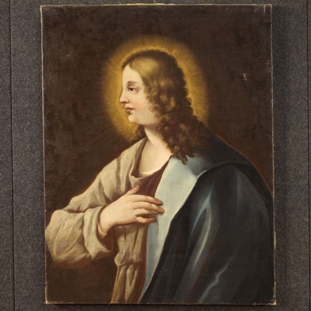 Tableau religieux d'époque représentant un saint, XVIIIe siècle photo furniture